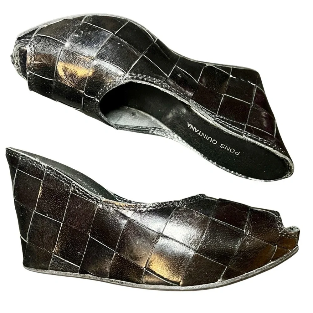 Pons Quintana Fatima Leather Wedge Mules (39) - Picture 2 of 9